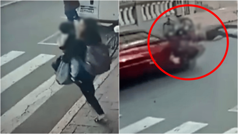 Mulher é atropelada com criança no colo na faixa de pedestres em Pádua