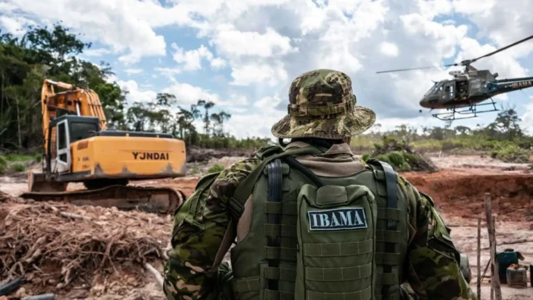 Garimpeiros tentam fugir de operação do Ibama e esconder trator em MT