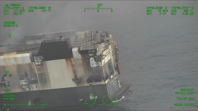 Embarcação segue incendiando 8 dias após fogo em carros elétricos