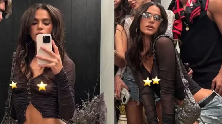 Bruna Marquezine usa blusa transparente e ‘mostra demais’ em festa funk