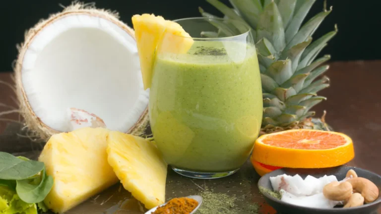 Smoothie tropical com água de coco hidrata e reduz vontade de doce